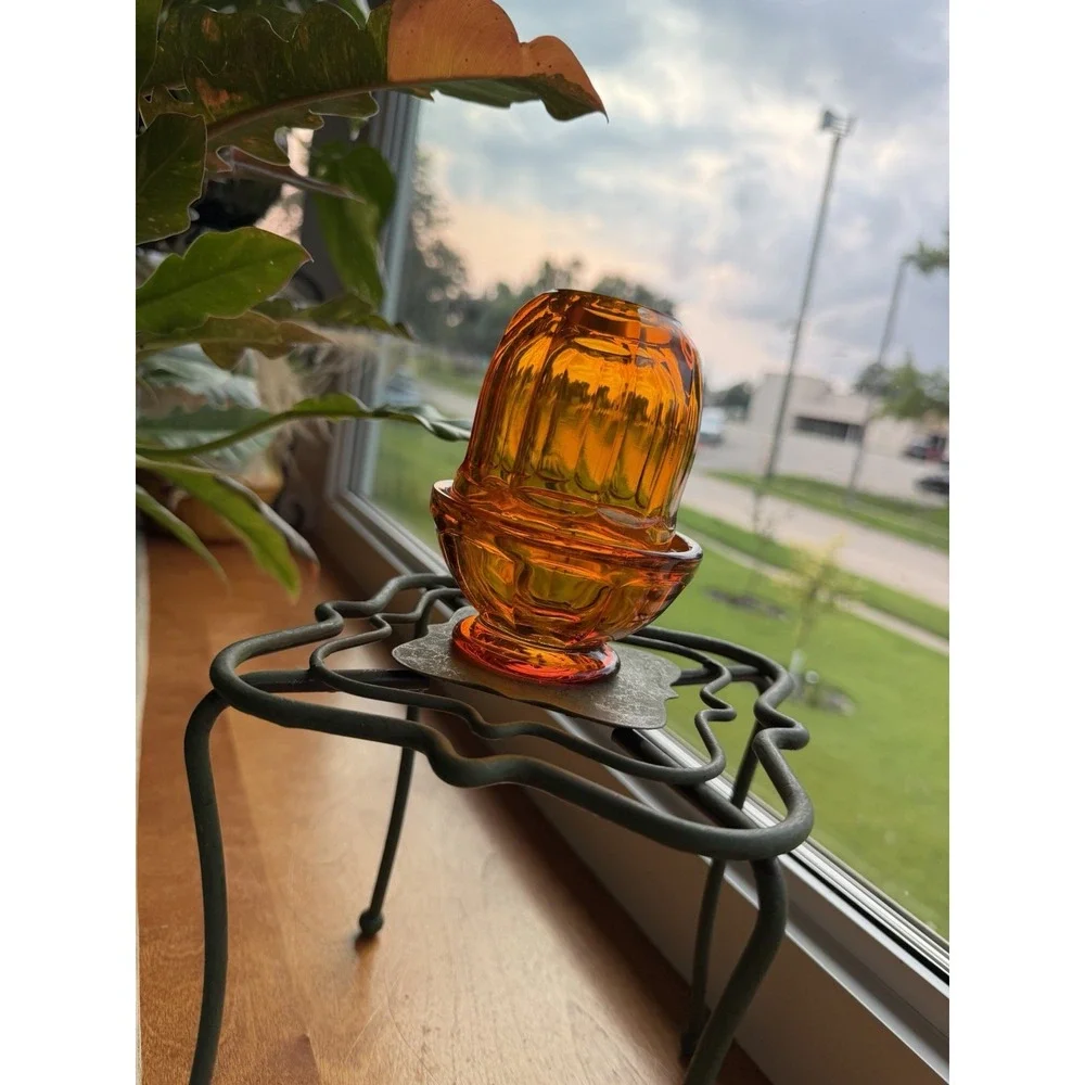 Viking Glass Persimmon Orange Arlington Fairy Lamp Glimmer GLOW MCM Vintage RARE